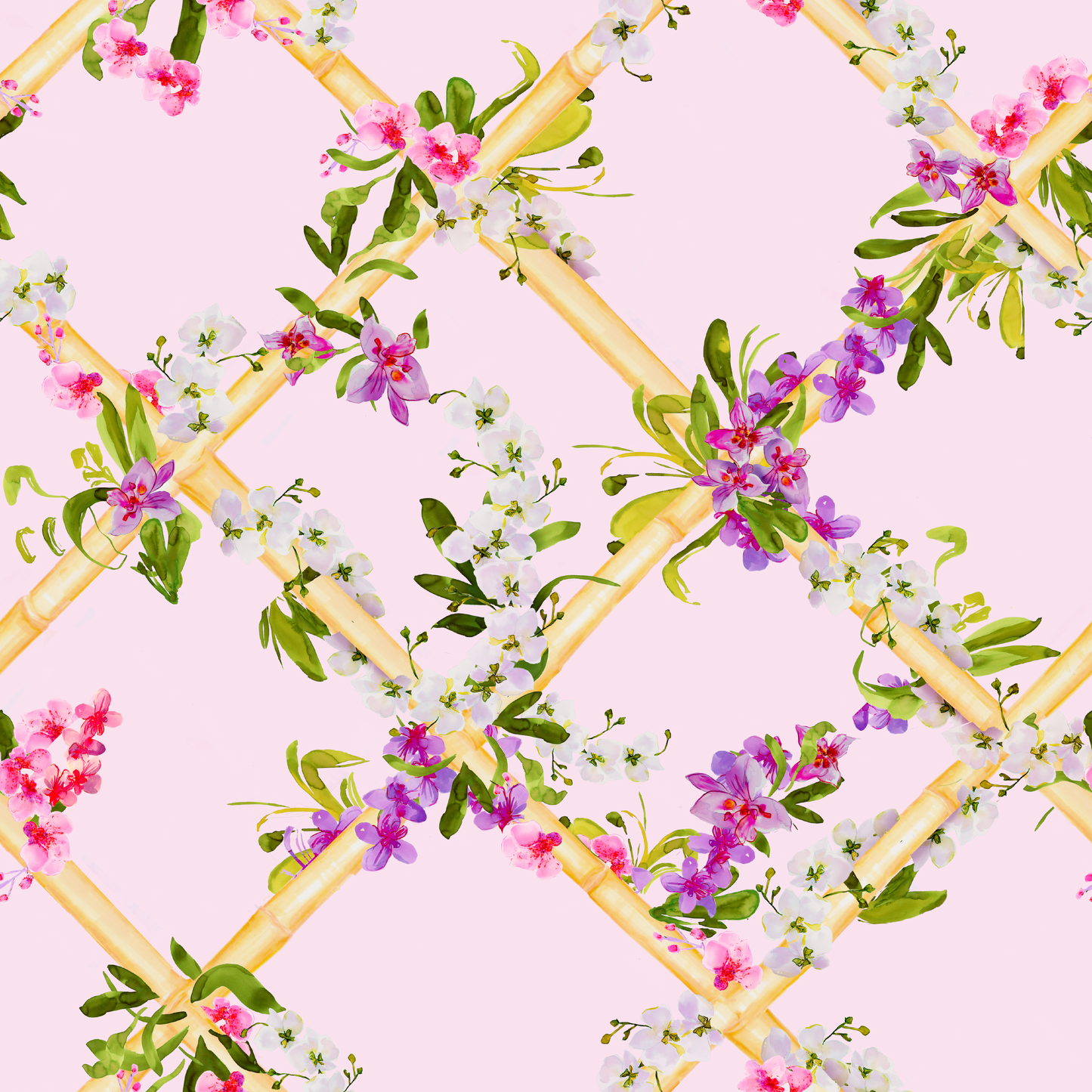 'Orchid Lattice' Wallpaper