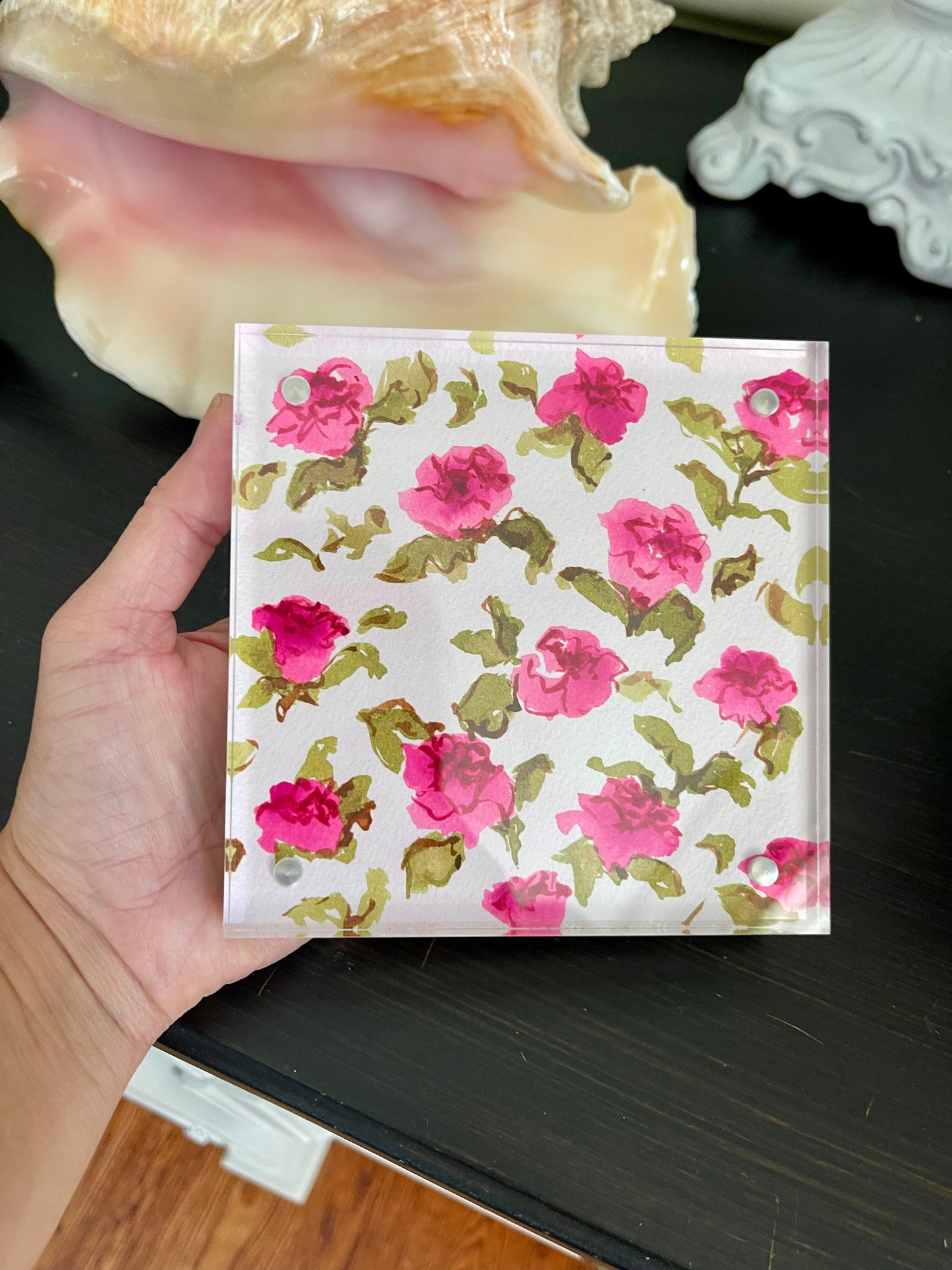 Delicate Rose in Acrylic Frame