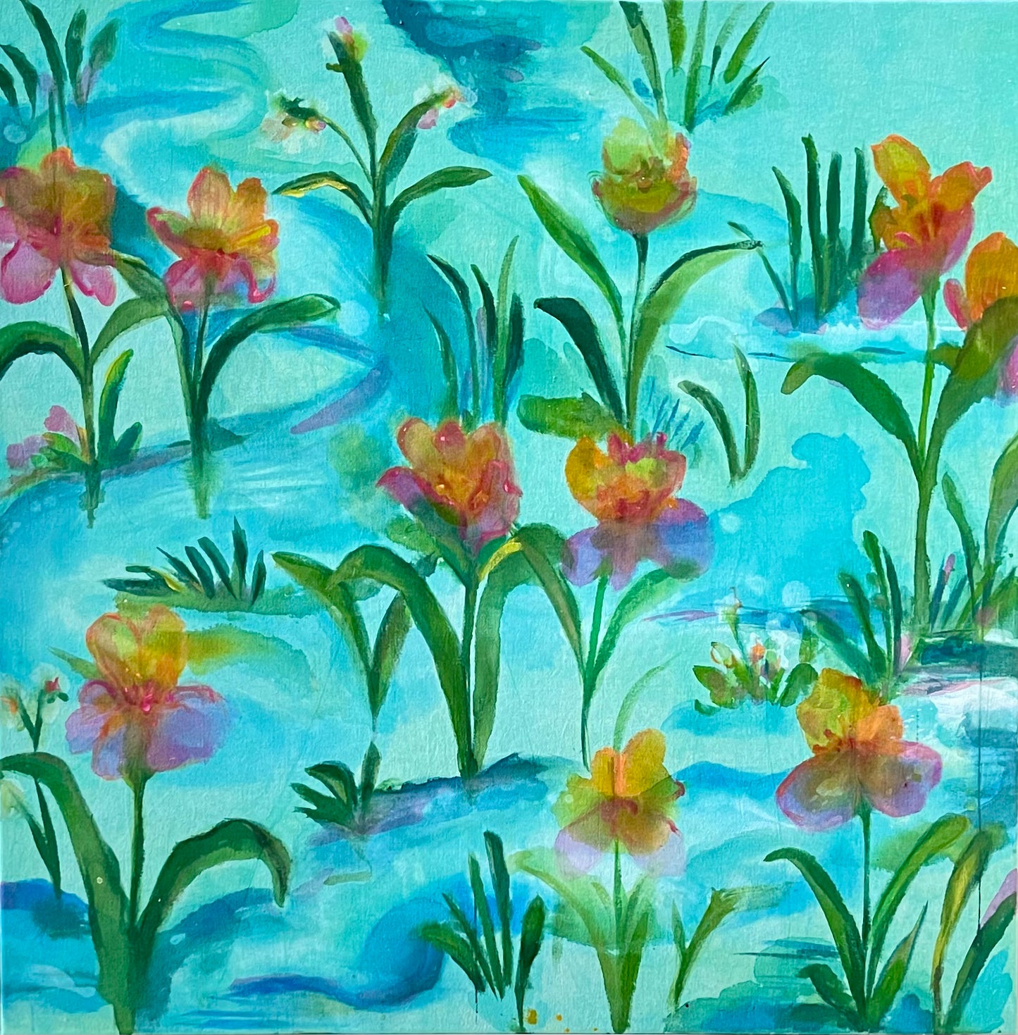 Verdant Drift on Raw Canvas