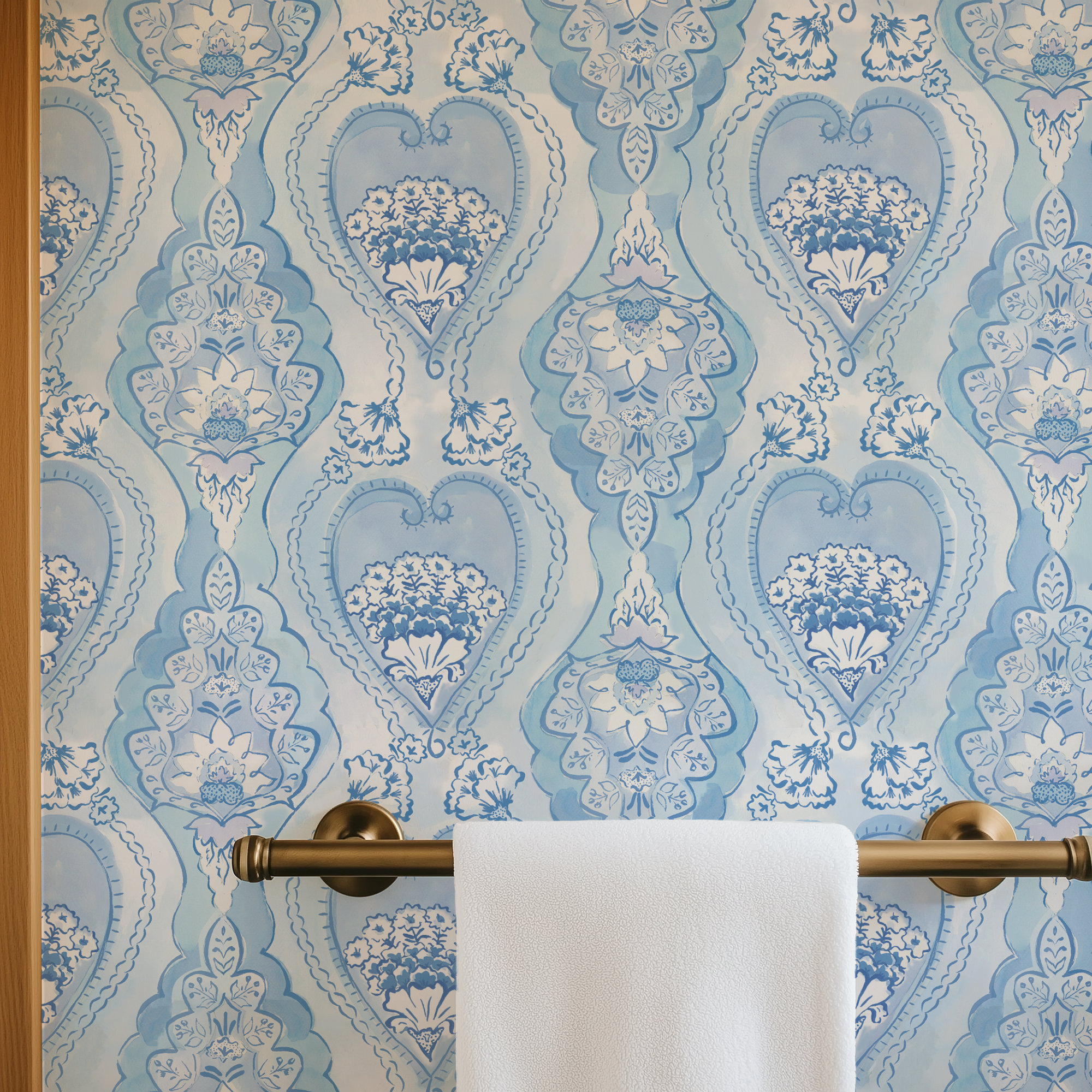 'Palm Fete, Sky Blue' Wallpaper