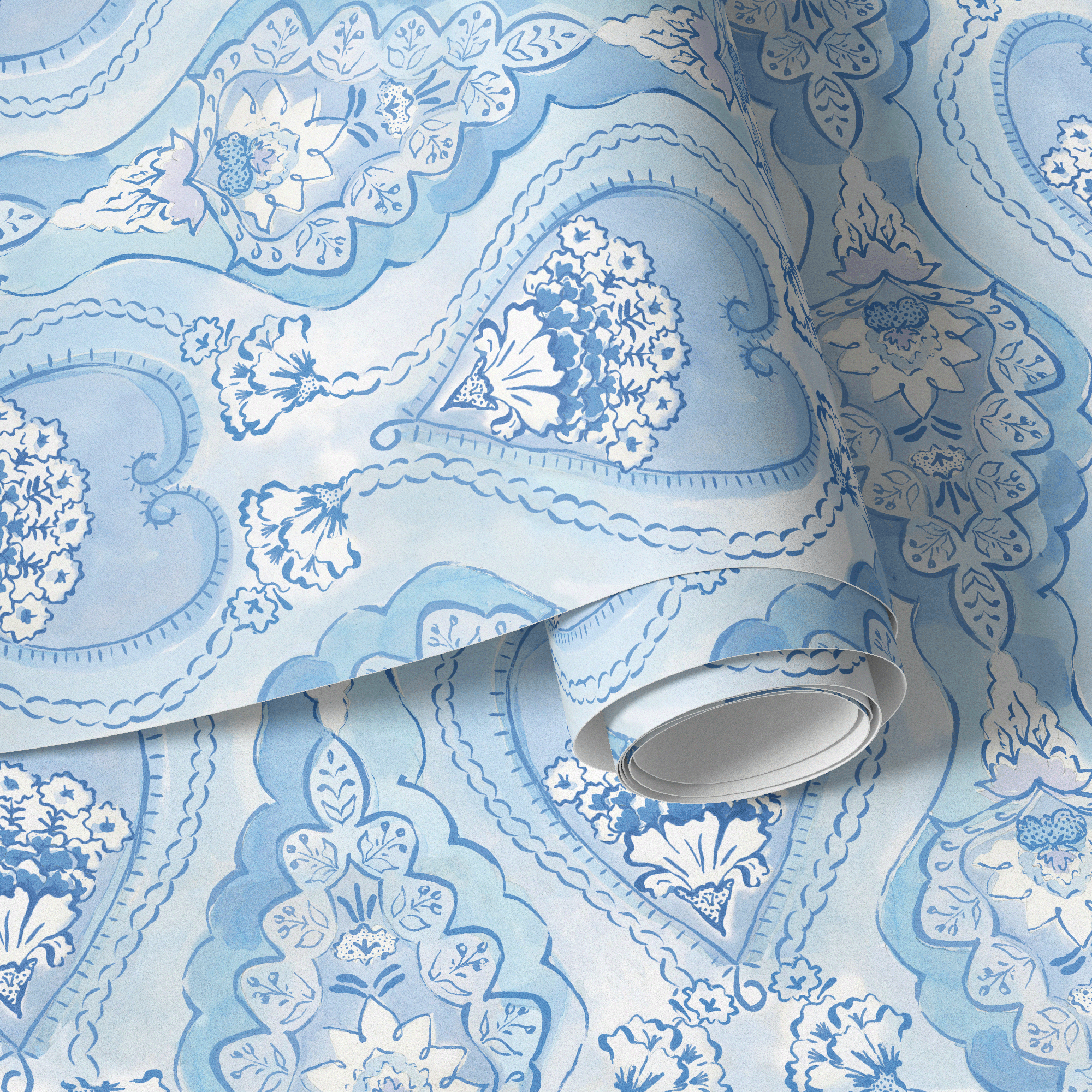 'Palm Fete, Sky Blue' Wallpaper