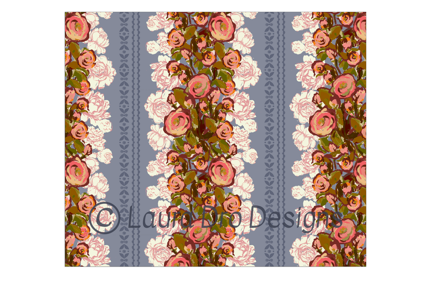 'Beech Street Blossom, Paynes Gray' Fabric