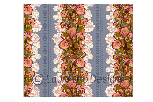 Load image 1 in gallery view. 'Beech Street Blossom, Paynes Gray' Fabric