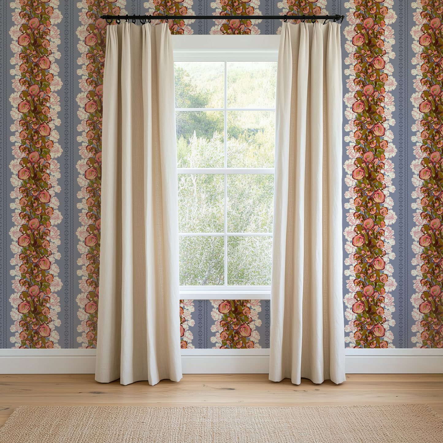 'Beech Street Blossoms, Paynes Gray' Wallpaper