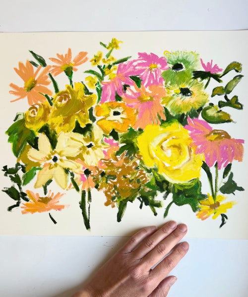 Load image 1 in gallery view. Vintage Flower Oil Study Illustration