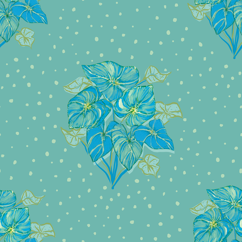Load image 1 in gallery view. Teal and blue foliage with soft dots for fabric and wallpaper