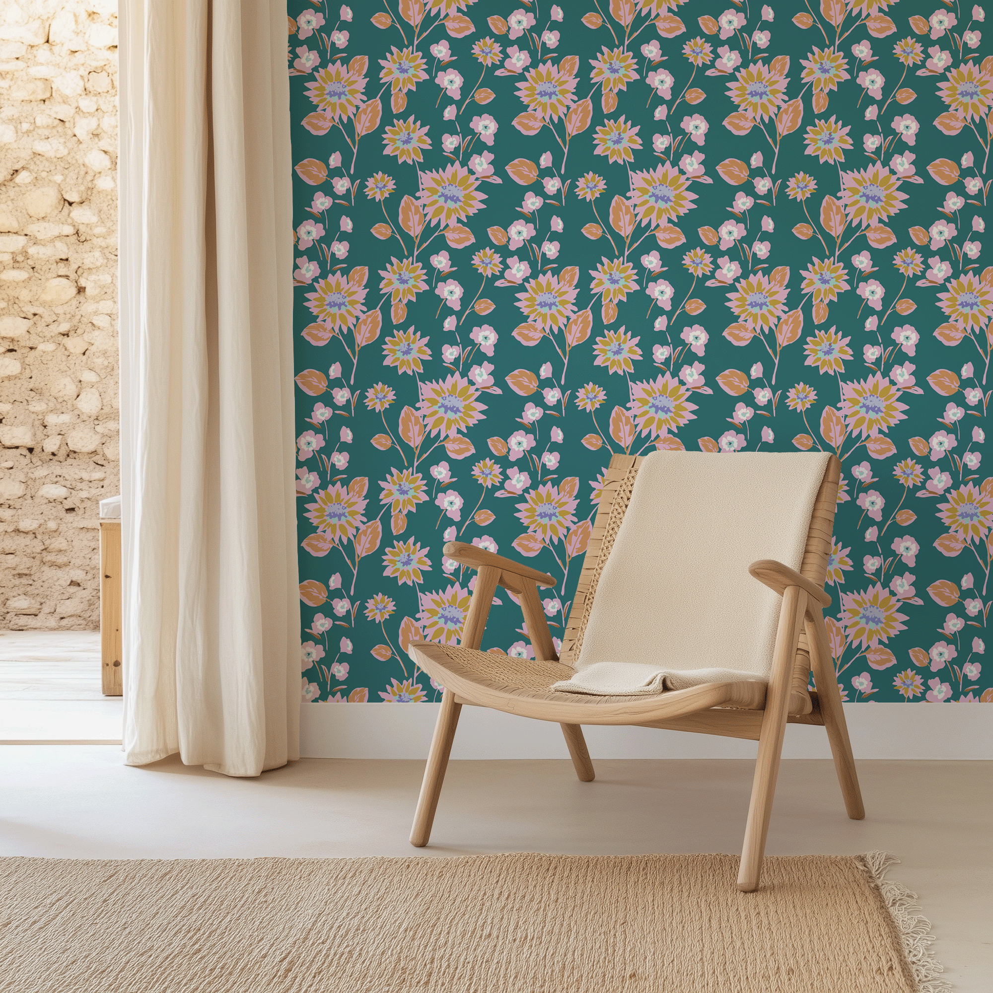 'Coral Gables Vines' Wallpaper