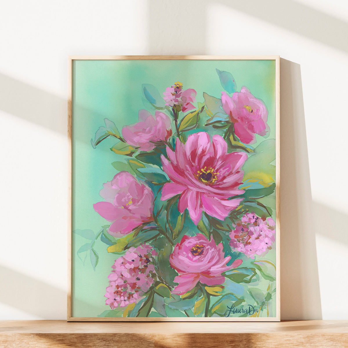 Vintage floral artwork with Grandmillennial style wall art for girls room and home decor