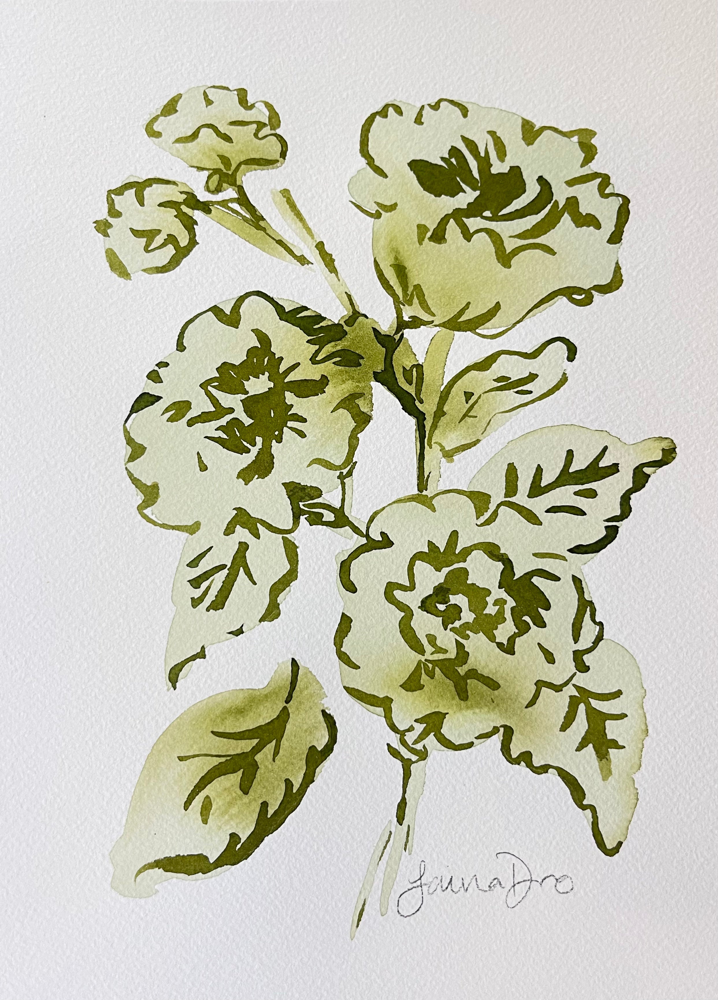 Chartreuse Roses Illustration