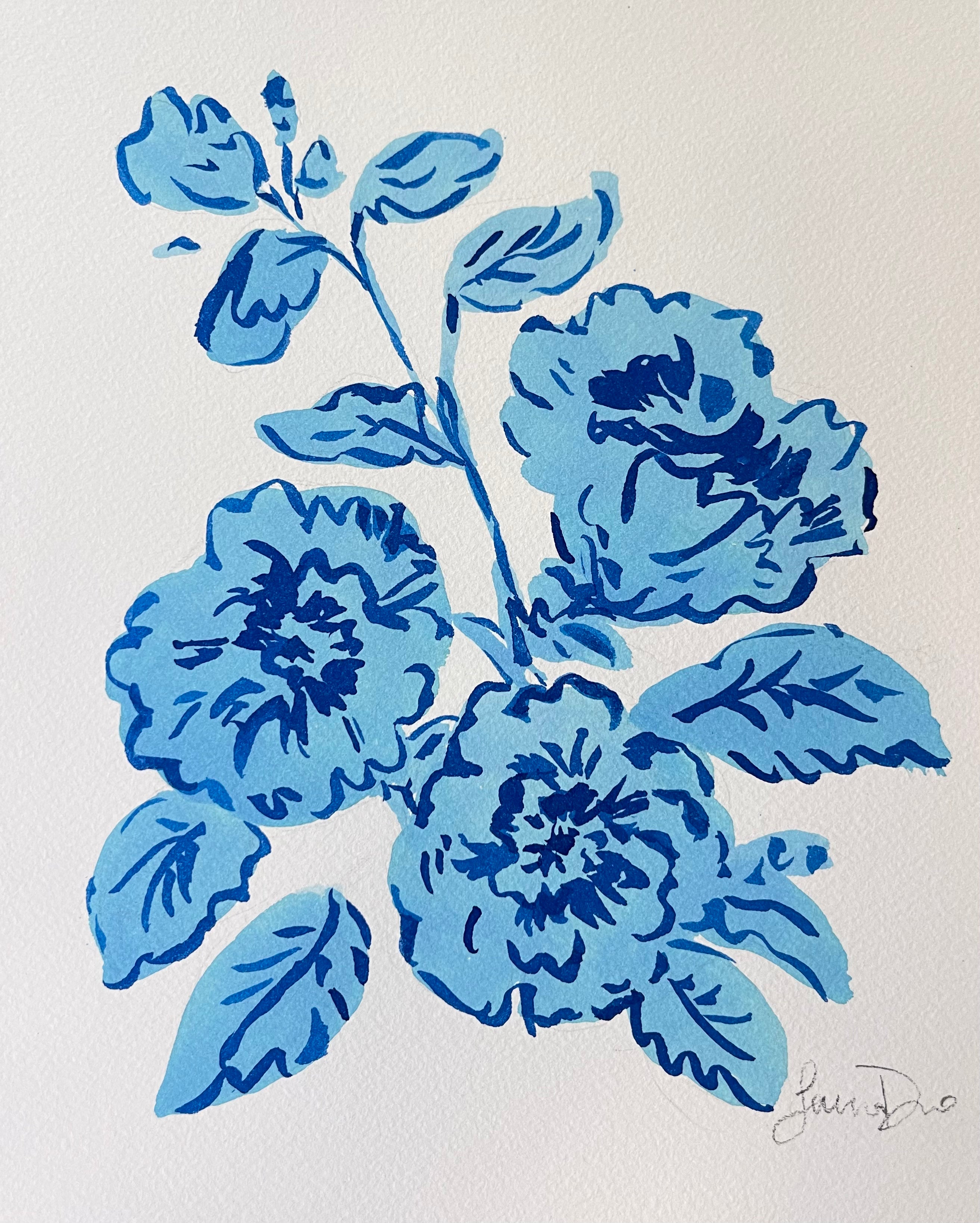 Ocean Blue Roses Illustration