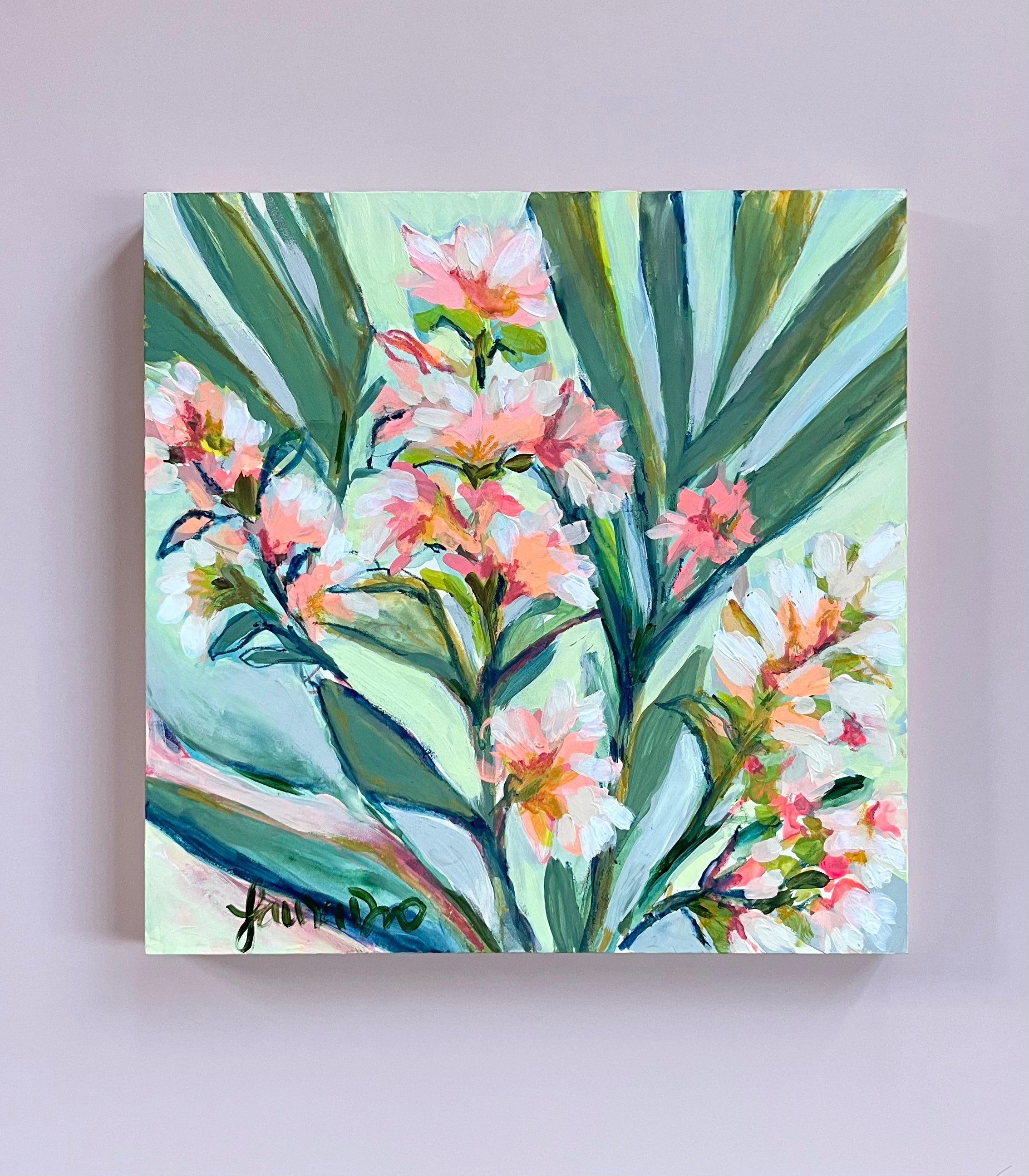 abstract floral palm leaf original artwork
