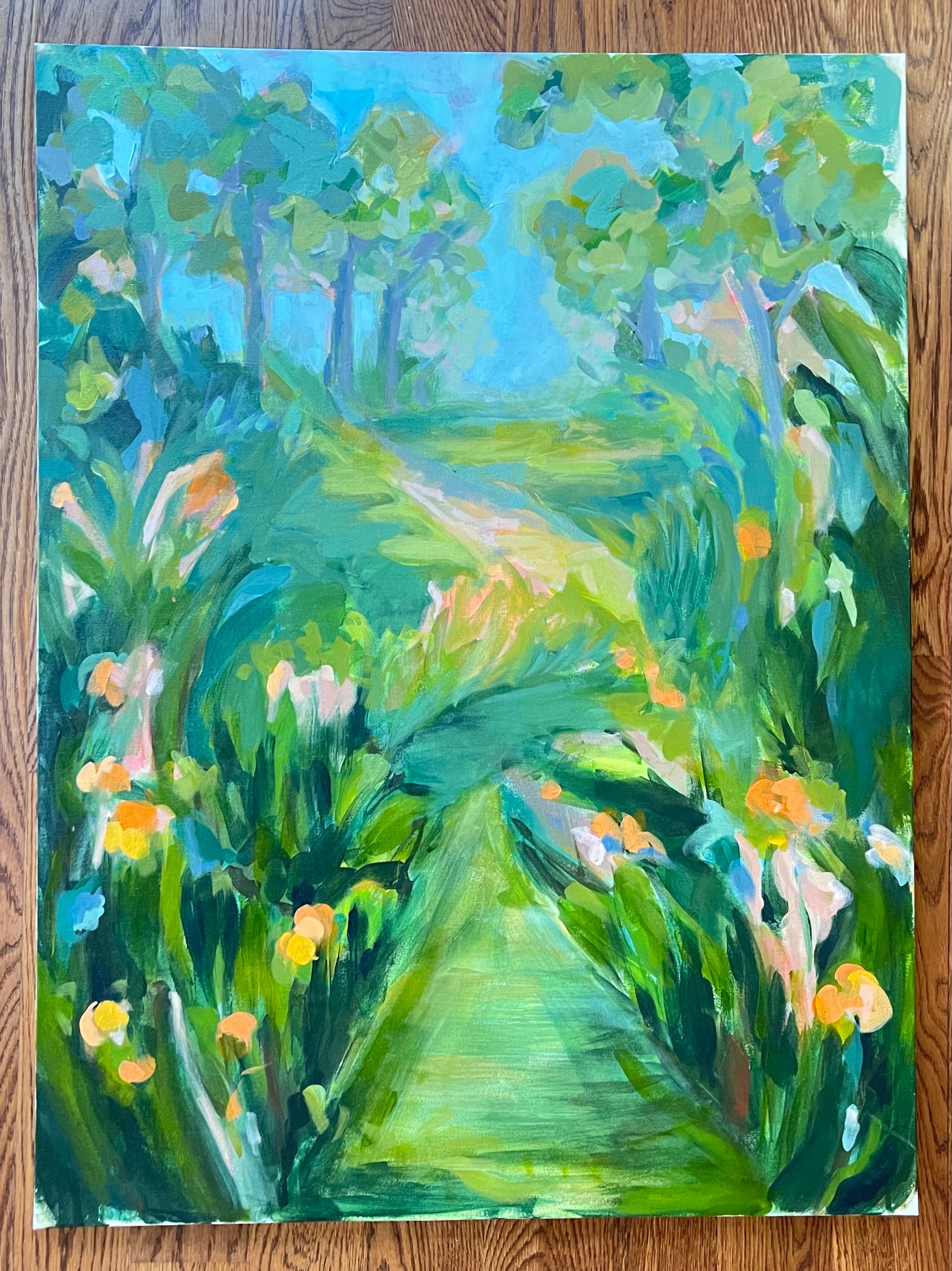 Abstract impressionistic landscape greens