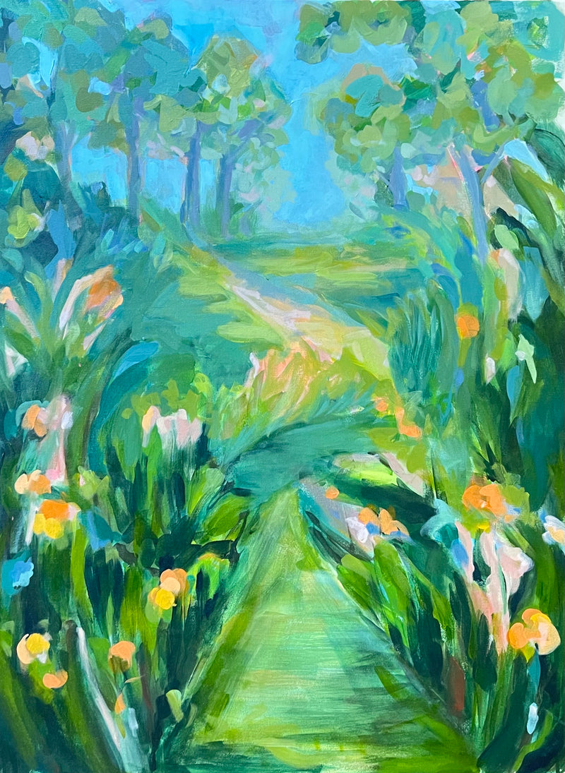 green and blue lush meadow landscape