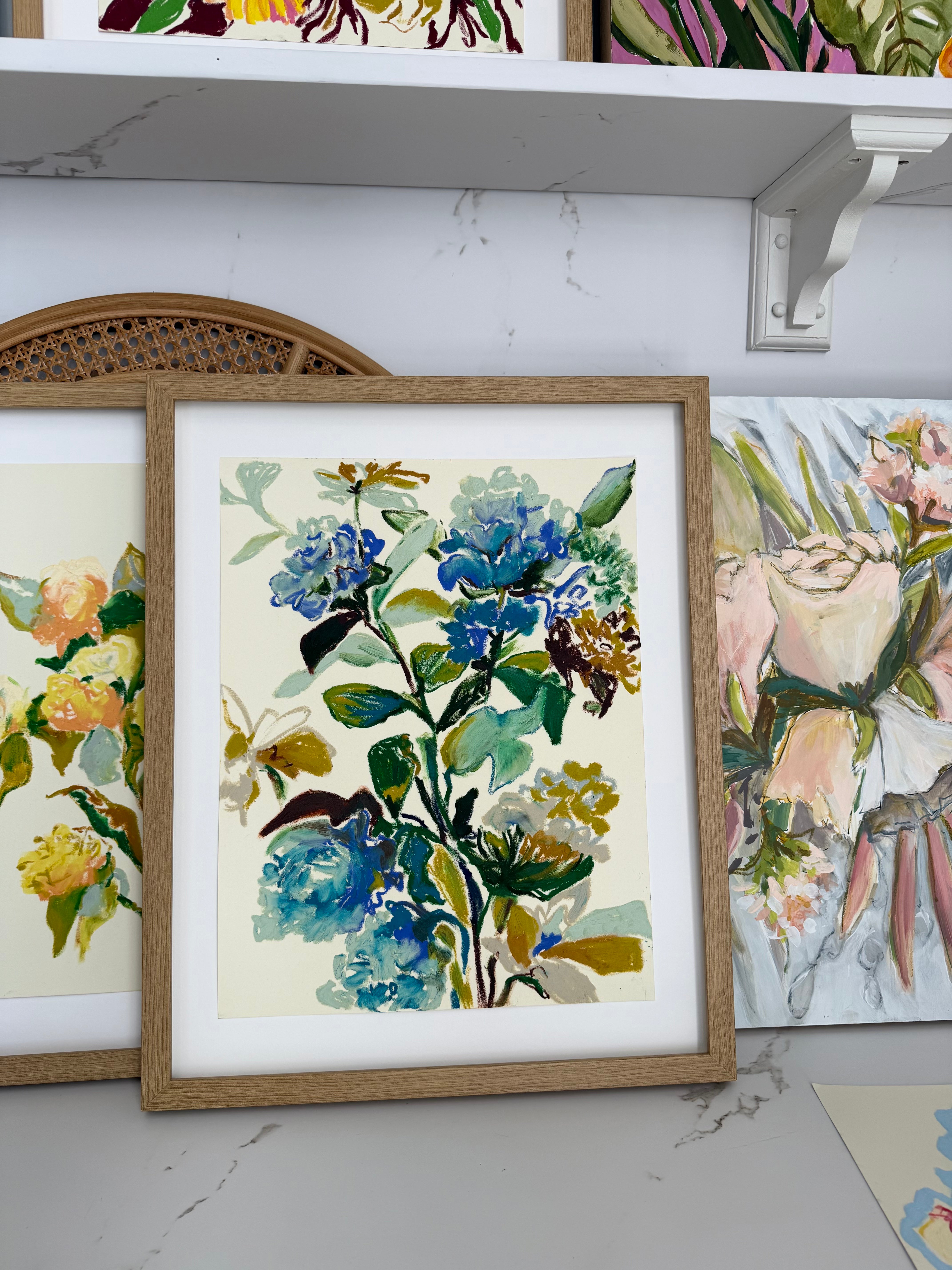 Abstract Hydrangea Oil Study
