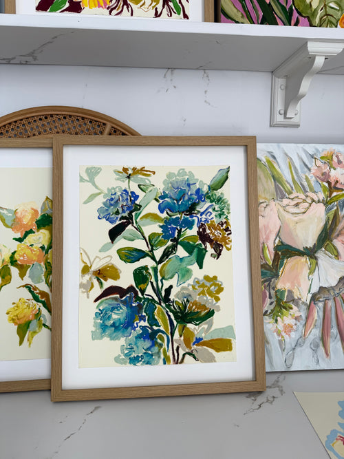 Load image 1 in gallery view. Abstract Hydrangea Oil Study