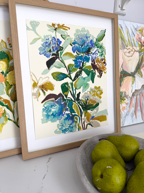 Load image 1 in gallery view. Abstract Hydrangea Oil Study