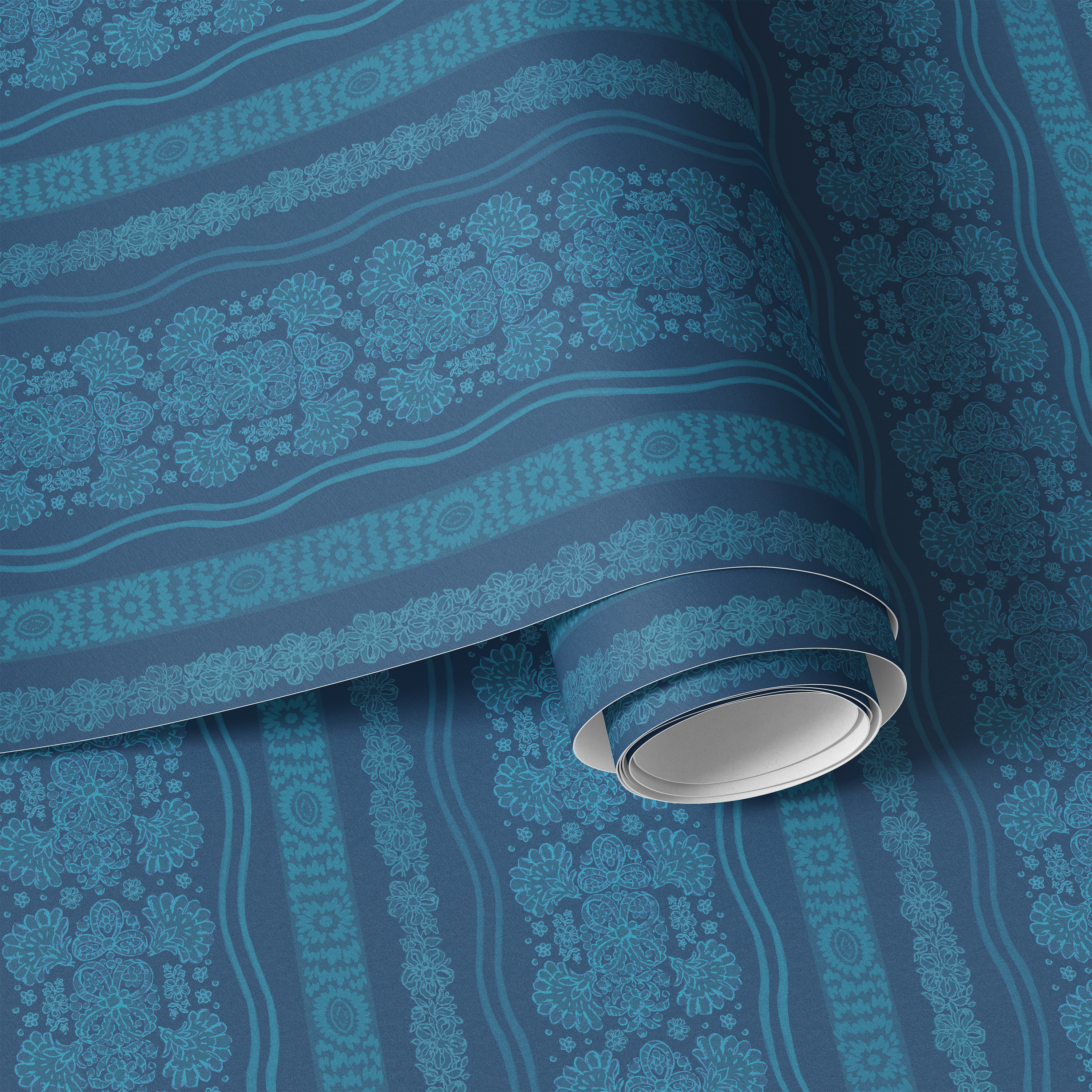 'Royal Palm Way, Phthalo Blue' Wallpaper