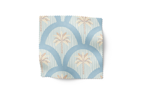Load image 1 in gallery view. 'Palmetto Scallop, Dusty Blue' Faric