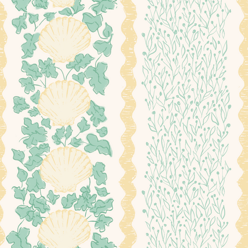 Load image 1 in gallery view. 'Seashell Trellis' Fabric