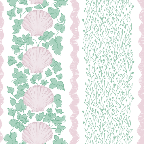 Load image 1 in gallery view. 'Seashell Trellis' Fabric