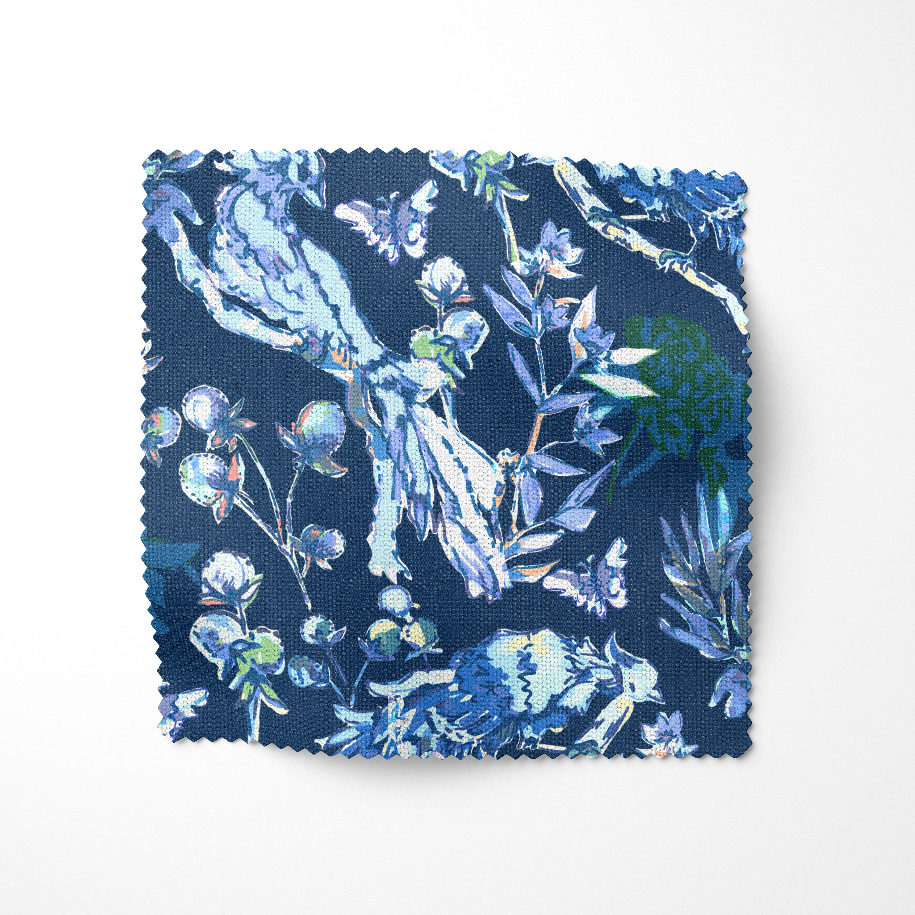 'Veranda Chintz, Navy' Fabric