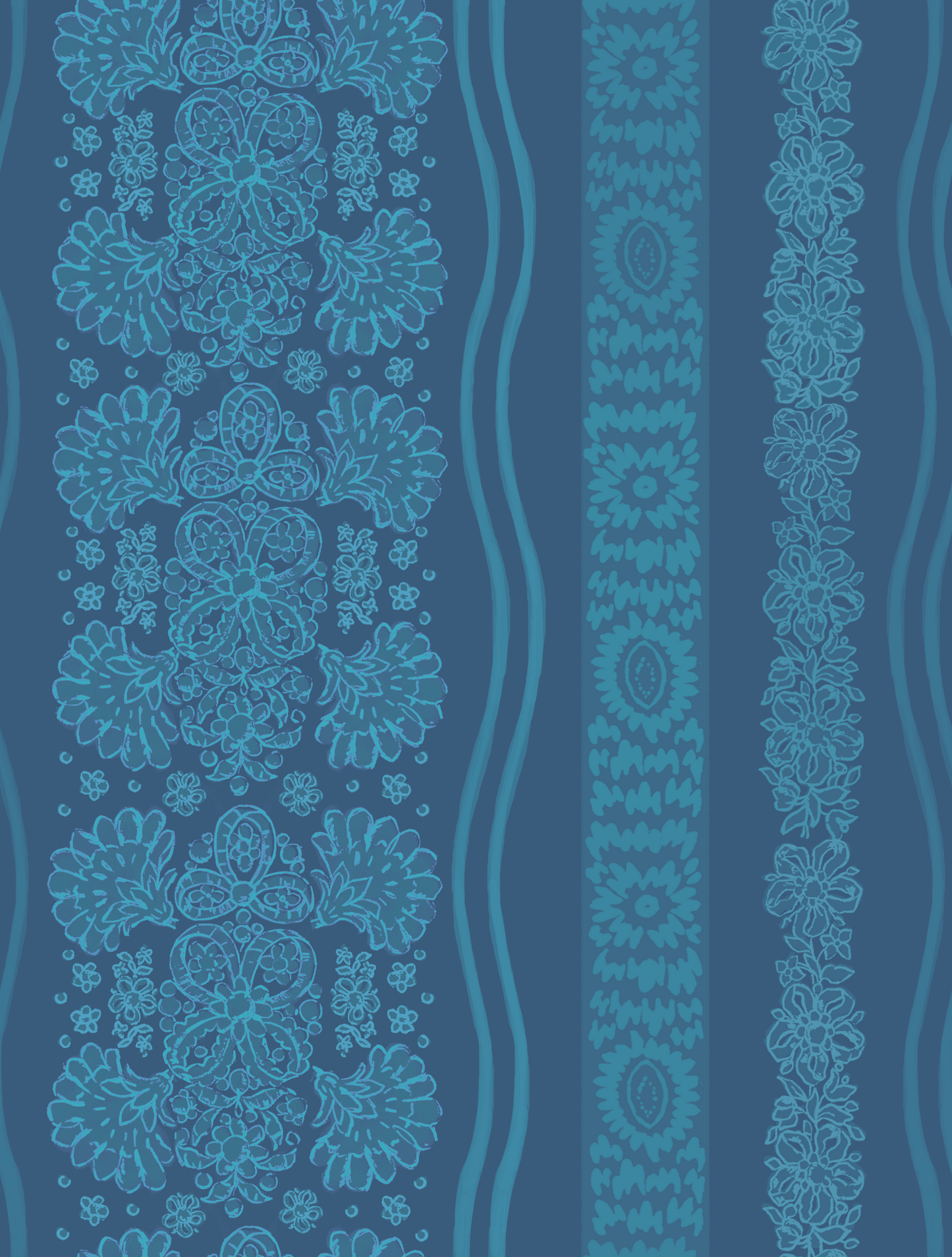 'Royal Palm Way, Phthalo Blue' Wallpaper