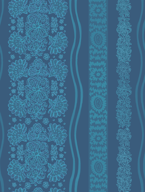 Load image 1 in gallery view. 'Royal Palm Way, Phthalo Blue' Wallpaper