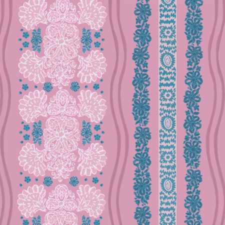 Load image 1 in gallery view. 'Royal Palm Way, Mauve' Fabric