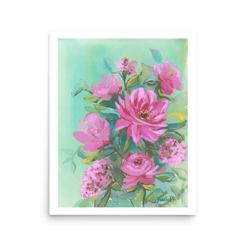 Vintage floral artwork with Grandmillennial style wall art for girls room and home decor