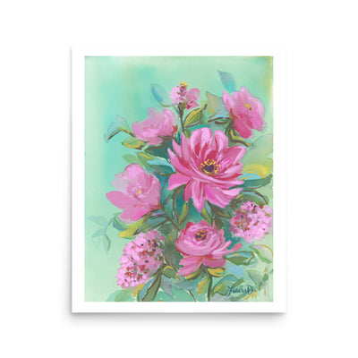 Vintage floral artwork with Grandmillennial style wall art for girls room and home decor