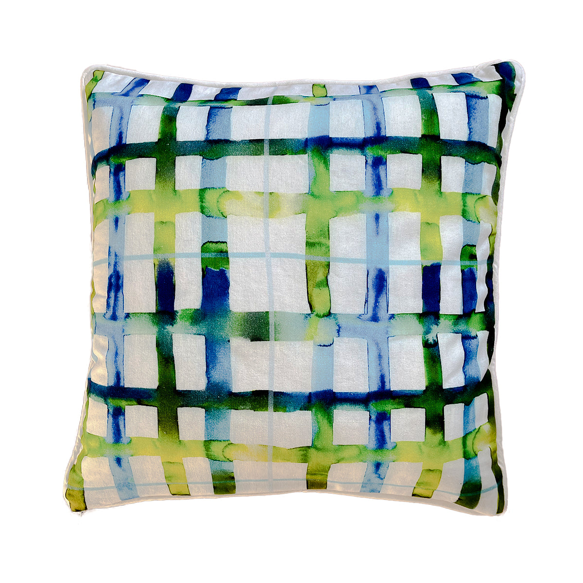 Watercolor Plaid Blues Pillow Cover