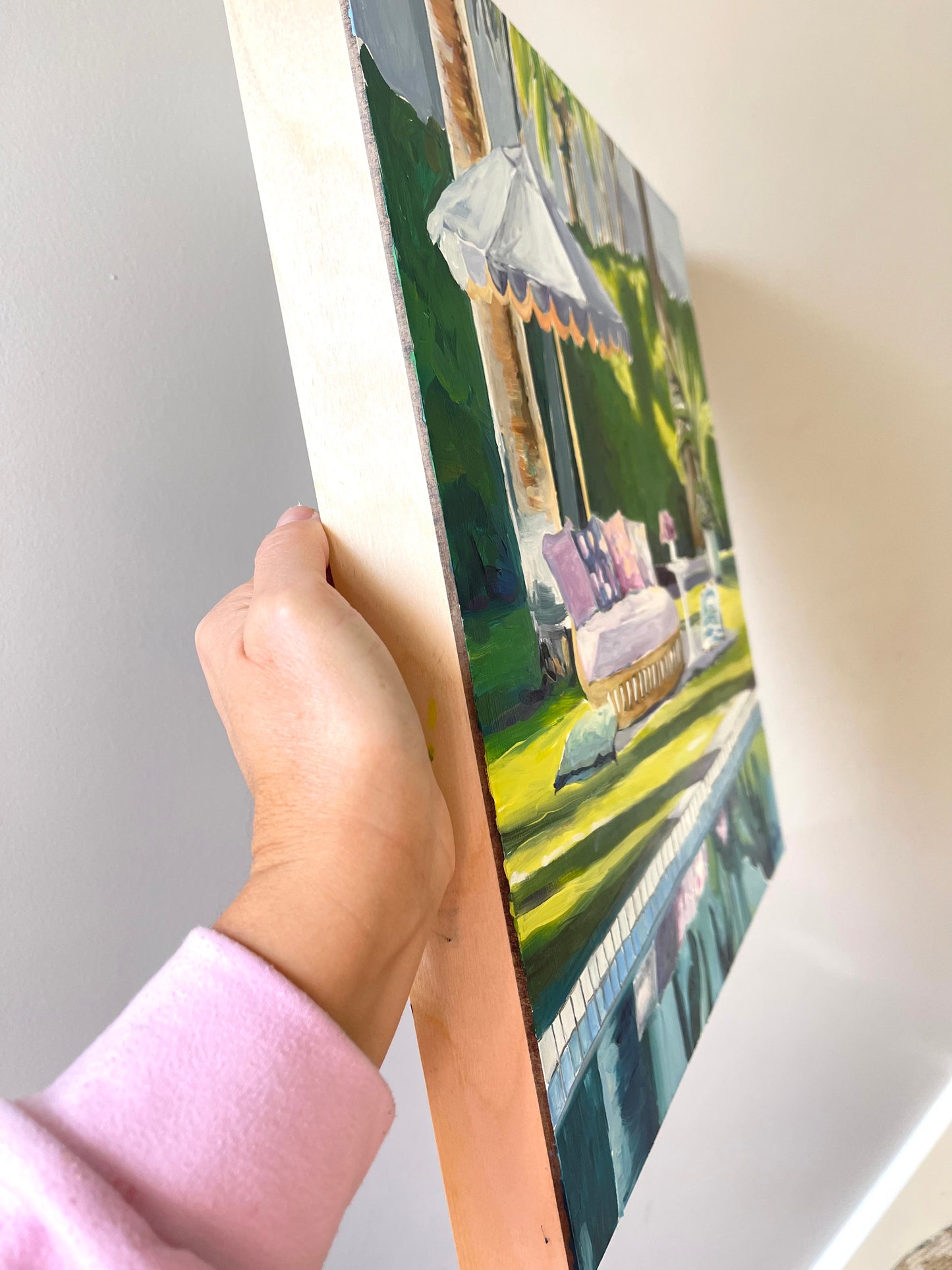 contemporary oil painting poolscape